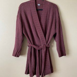 Burgundy Coloured, Tie Belted, Super Soft Aerie Cardigan Sweater